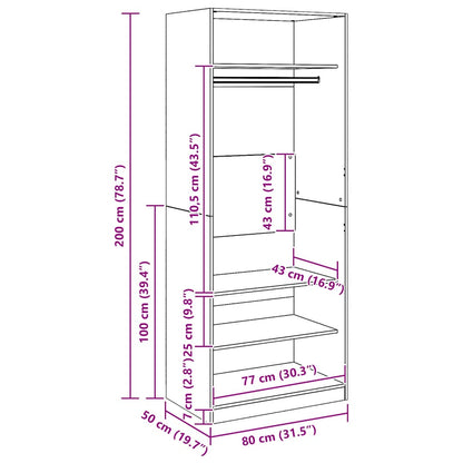 Kleiderschrank Artisan-Eiche 80x50x200 cm Holzwerkstoff
