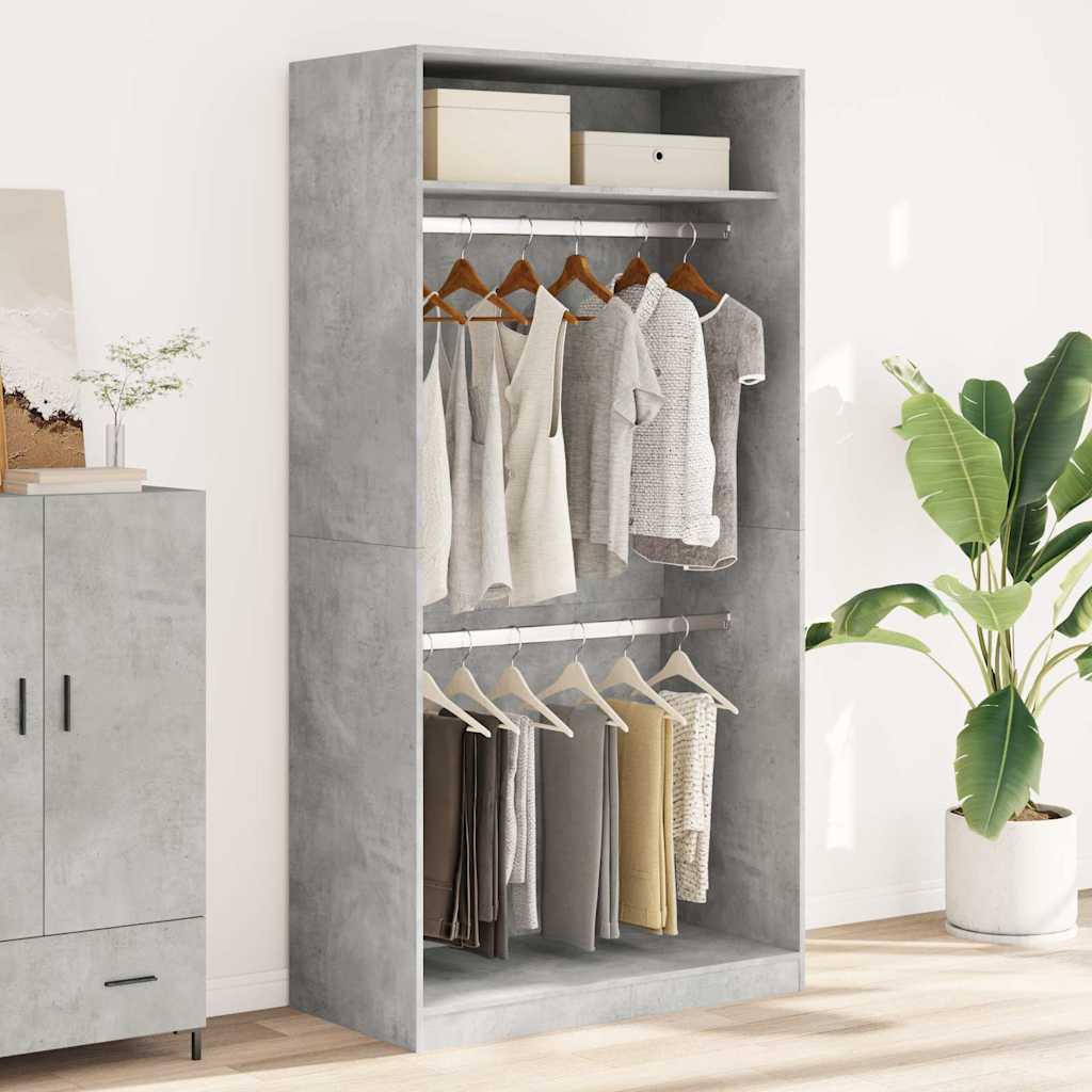 Kleiderschrank Betongrau 100x50x200 cm Holzwerkstoff