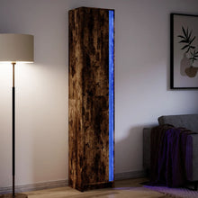 Highboard mit LED-Beleuchtung Räuchereiche 41,5x32,5x200 cm