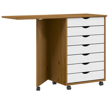 Rollschrank mit Schreibtisch MOSS Honigbraun Massivholz Kiefer