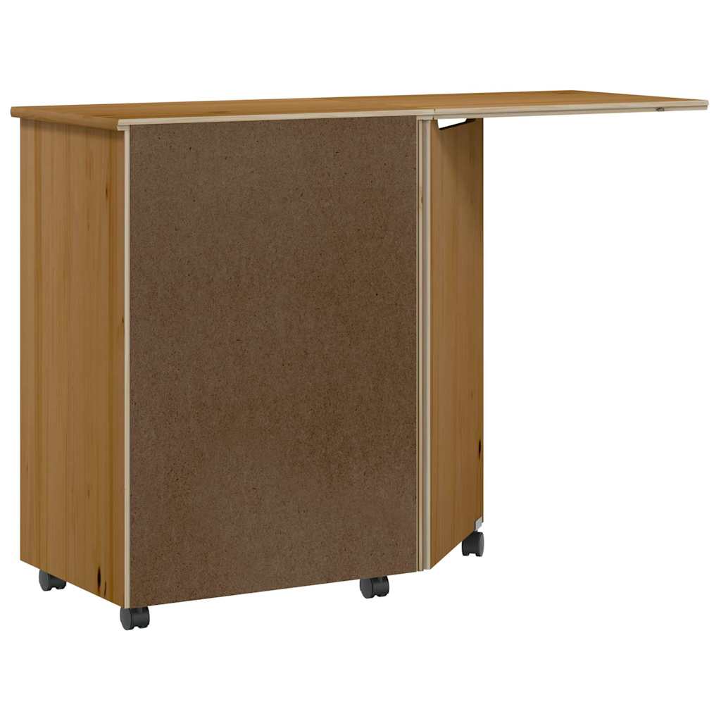 Rollschrank mit Schreibtisch MOSS Honigbraun Massivholz Kiefer