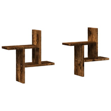 Wandregale 2 Stk. Räuchereiche 38x12x38 cm Holzwerkstoff