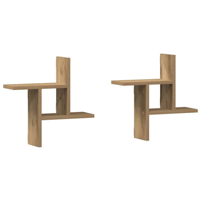 Wandregale 2 Stk. Artisan-Eiche 38x12x38 cm Holzwerkstoff