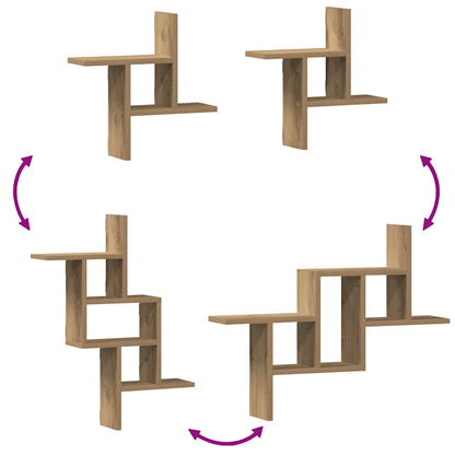 Wandregale 2 Stk. Artisan-Eiche 38x12x38 cm Holzwerkstoff