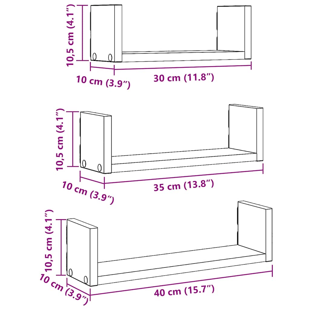 Wandregale 3 Stk. Artisan-Eiche Holzwerkstoff