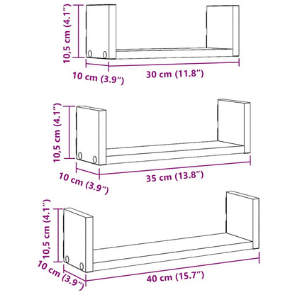 Wandregale 3 Stk. Artisan-Eiche Holzwerkstoff