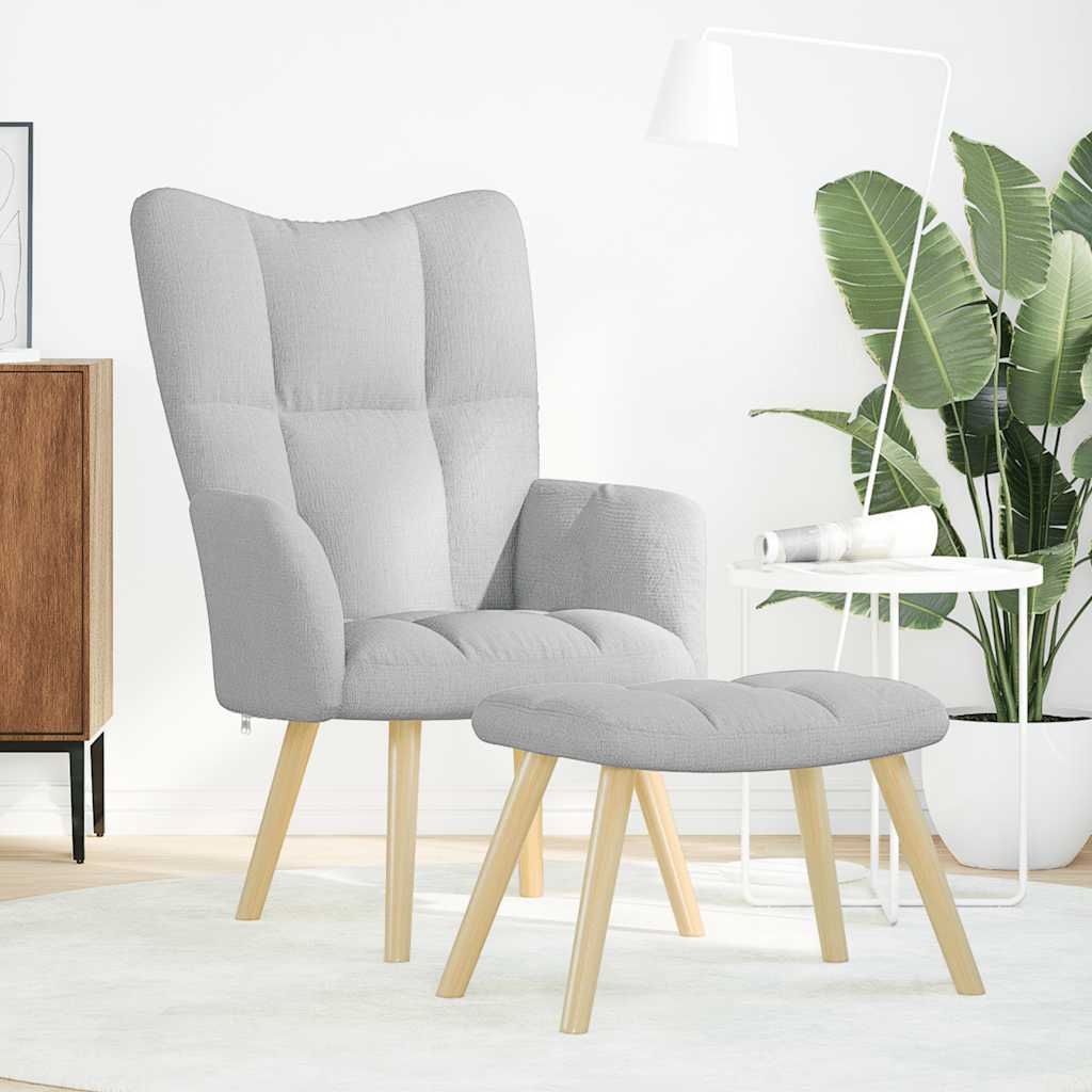 Relaxsessel mit Fußhocker Wolkengrauer Stoff