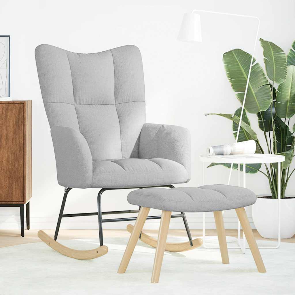 Schaukelstuhl mit Fußhocker Wolkengrauer Stoff