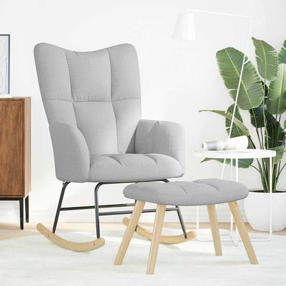 Schaukelstuhl mit Fußhocker Wolkengrauer Stoff