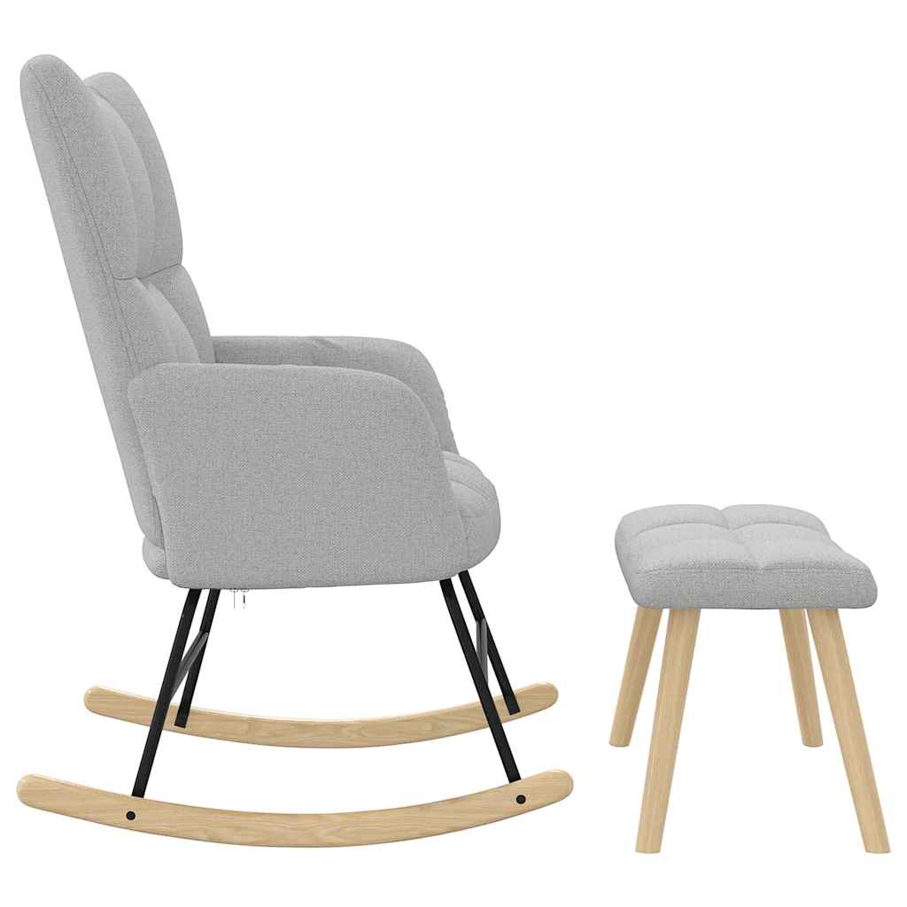 Schaukelstuhl mit Fußhocker Wolkengrauer Stoff