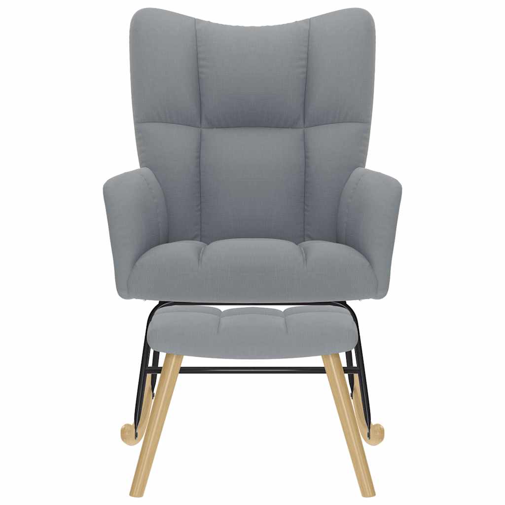 Schaukelstuhl mit Fußhocker Hellgrau Stoff