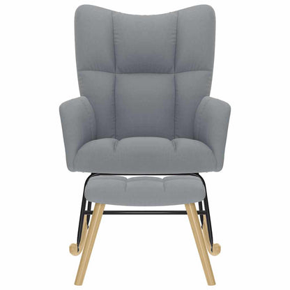 Schaukelstuhl mit Fußhocker Hellgrau Stoff