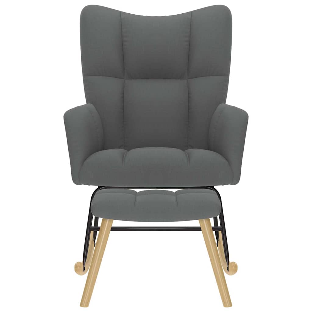 Schaukelstuhl mit Fußhocker Dunkelgrau Stoff