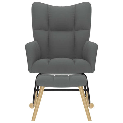 Schaukelstuhl mit Fußhocker Dunkelgrau Stoff