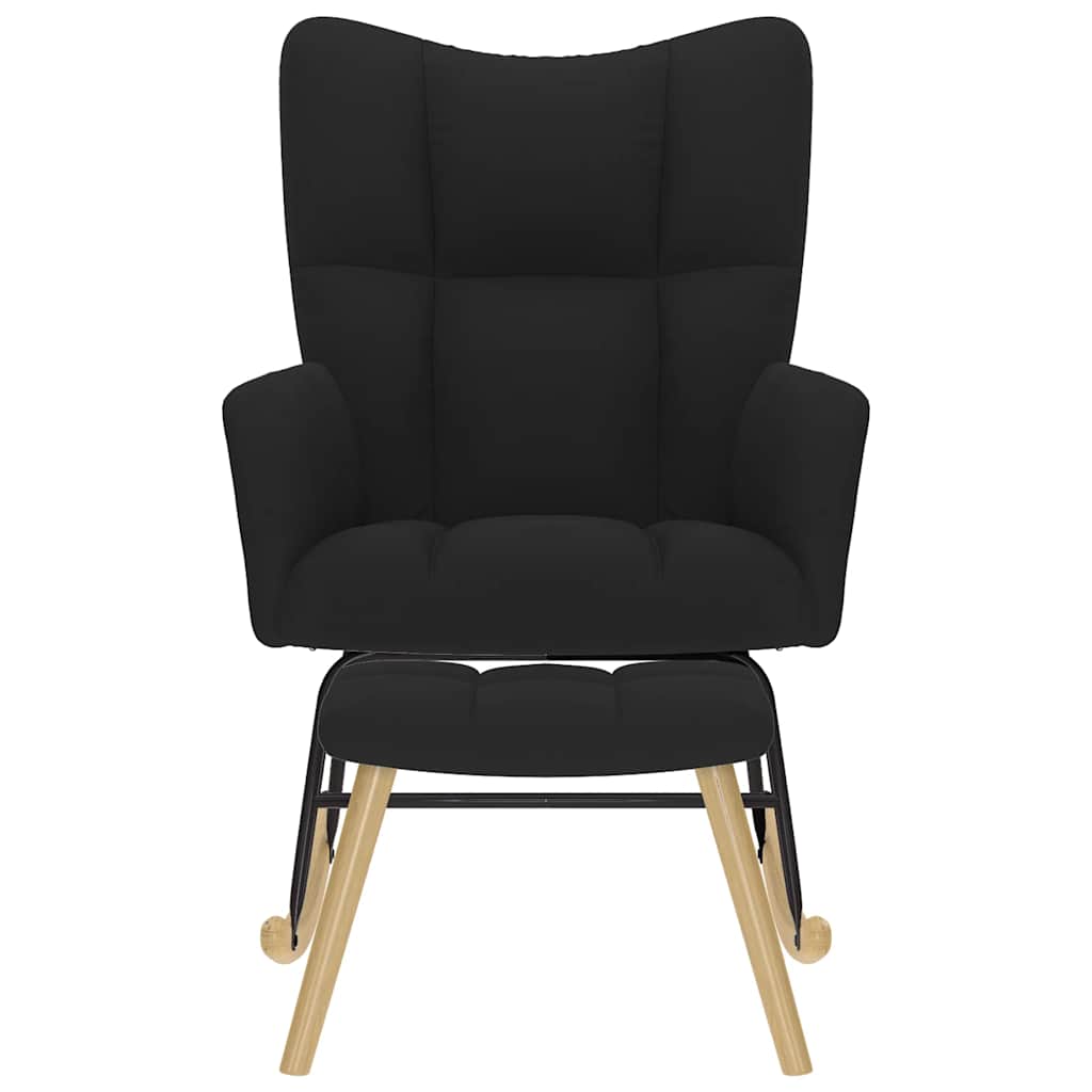 Schaukelstuhl mit Fußhocker Schwarz Stoff