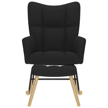 Schaukelstuhl mit Fußhocker Schwarz Stoff