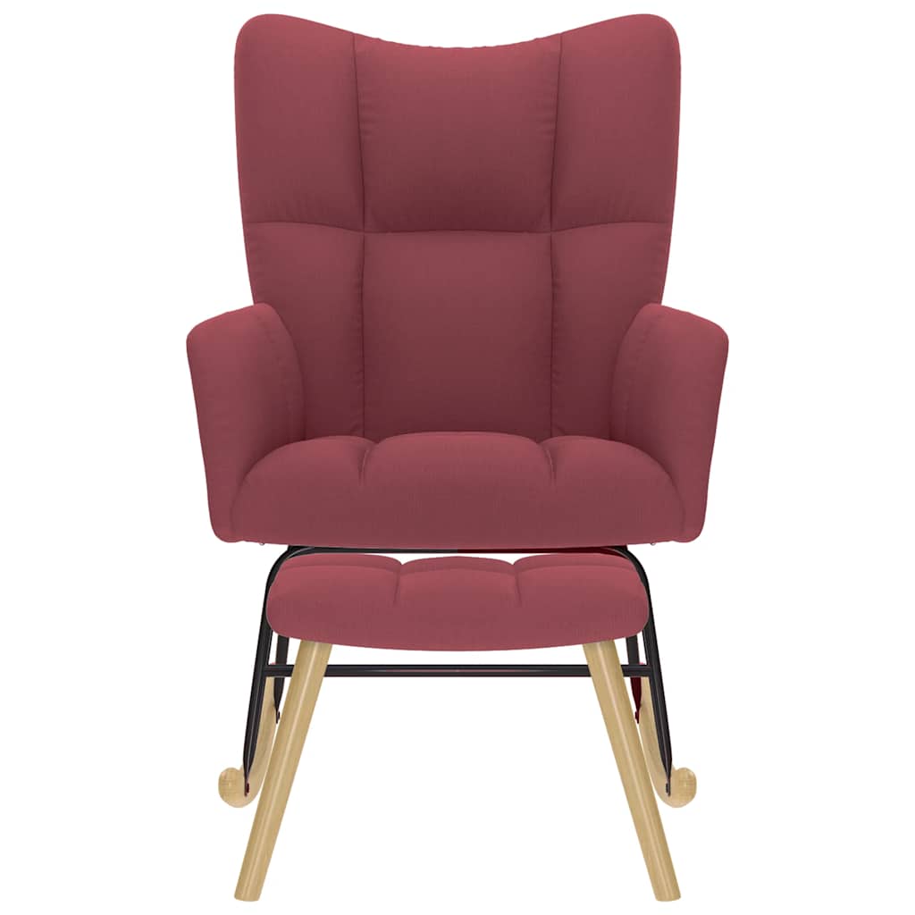 Schaukelstuhl mit Fußhocker Weinrot Stoff