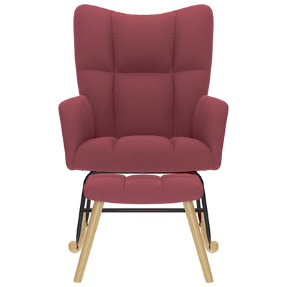 Schaukelstuhl mit Fußhocker Weinrot Stoff