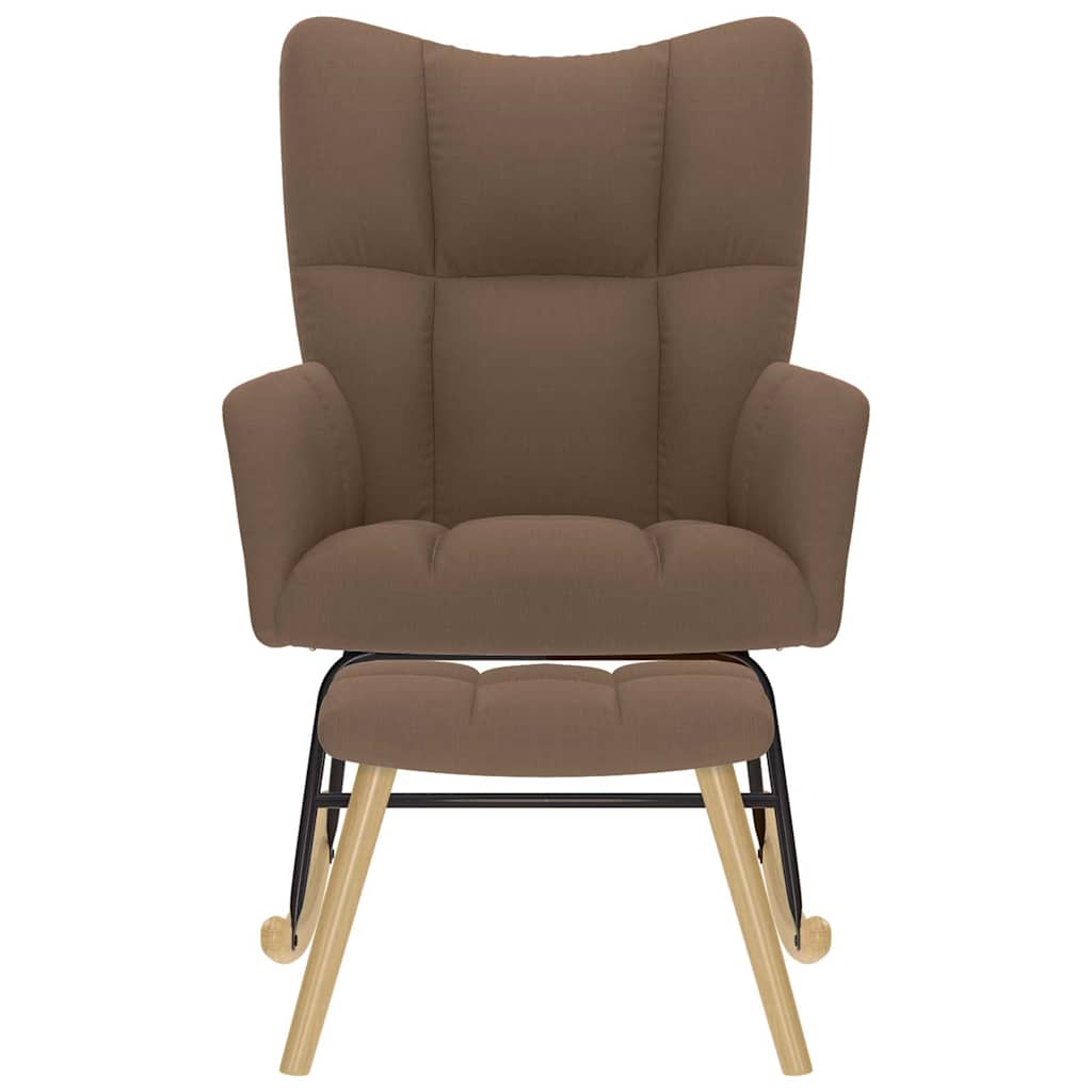 Schaukelstuhl mit Fußhocker Braun Stoff