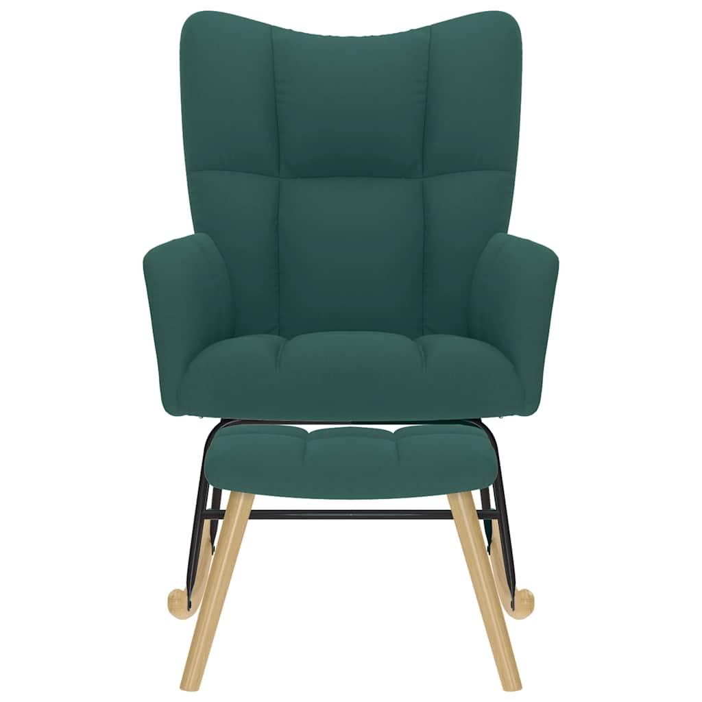 Schaukelstuhl mit Fußhocker Dunkelgrün Stoff