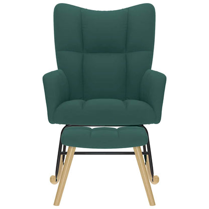 Schaukelstuhl mit Fußhocker Dunkelgrün Stoff