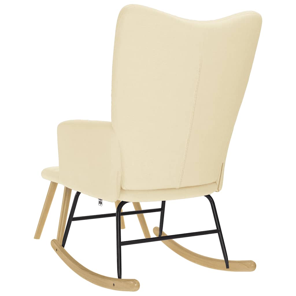 Schaukelstuhl mit Fußhocker Creme Stoff