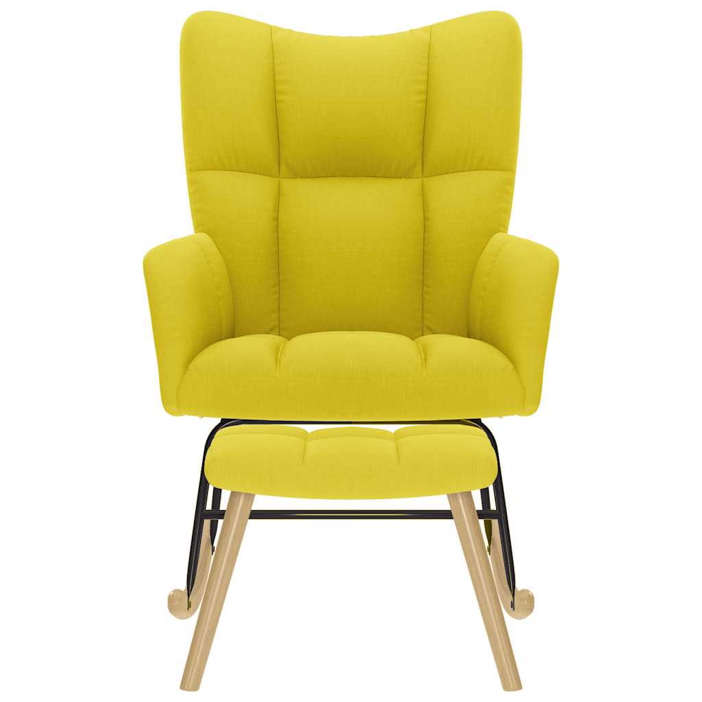 Schaukelstuhl mit Fußhocker Stoff Hellgelb