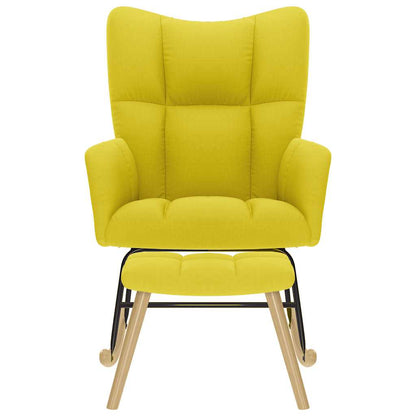 Schaukelstuhl mit Fußhocker Stoff Hellgelb