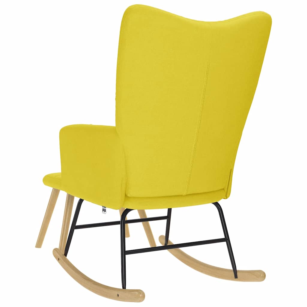 Schaukelstuhl mit Fußhocker Stoff Hellgelb