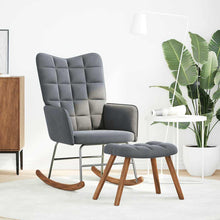 Schaukelstuhl mit Hocker Dunkelgrau Samt