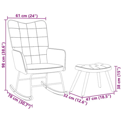 Schaukelstuhl mit Hocker Pink Velvet