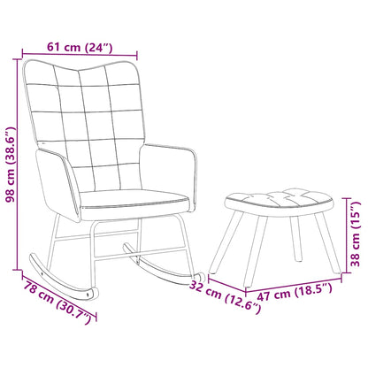 Schaukelstuhl mit Hocker Brauner Samt