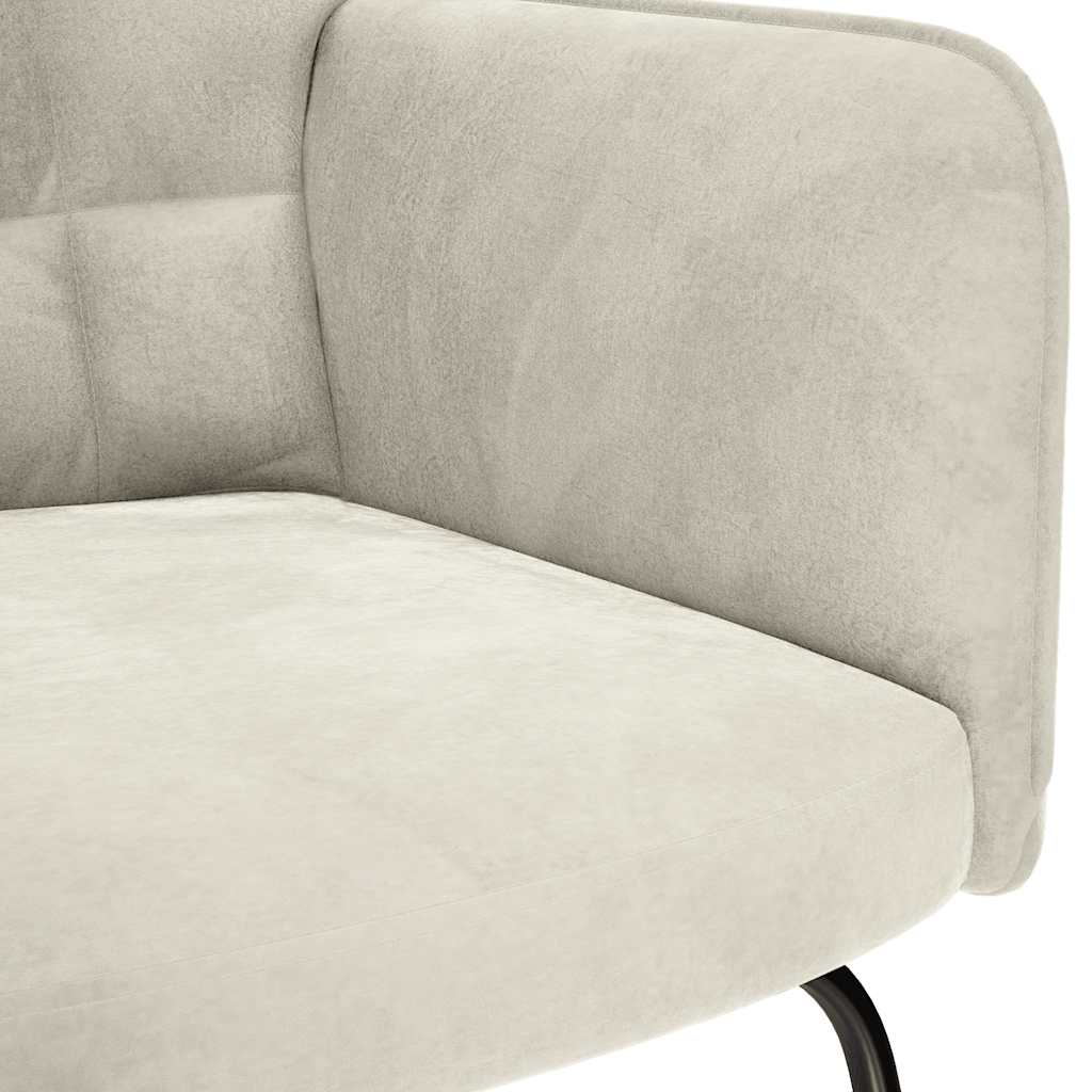 Schaukelstuhl mit Hocker Creme Samt