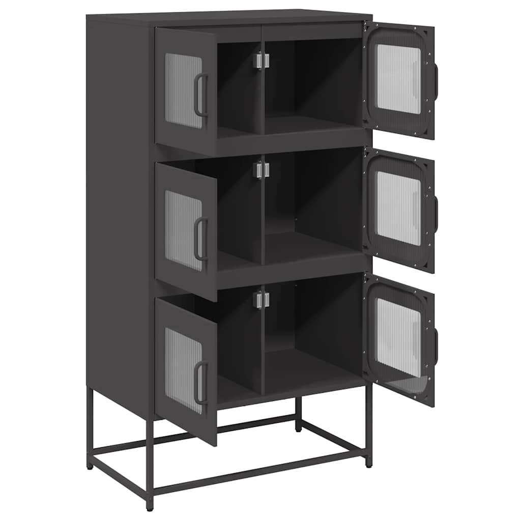 Highboard Schwarz 68x39x123 cm Stahl