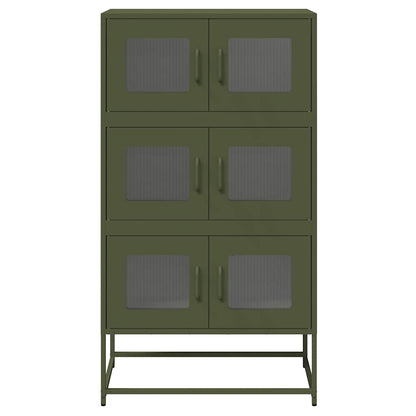 Highboard Olivgrün 68x39x123 cm Stahl
