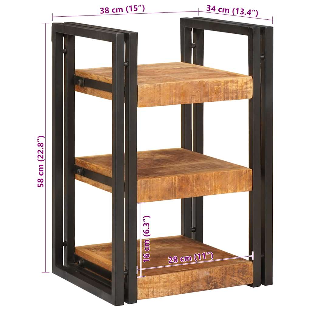 Nachttisch 2 pcs Braun und Schwarz Massivholz Mango