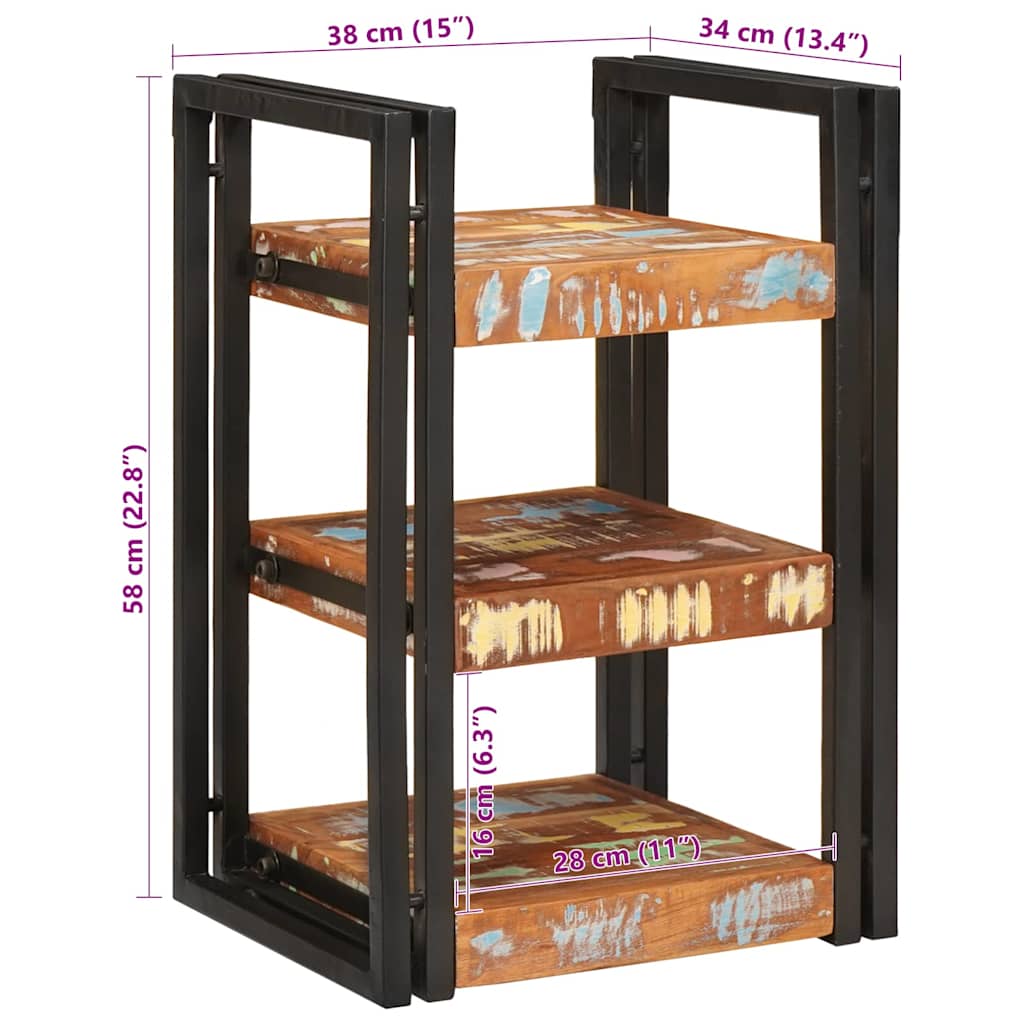 Nachttisch 2 pcs Braun und Schwarz Massivholz recycelt