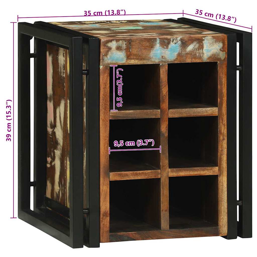 Weinregal Mehrfarbig 34,5 x 35 x 39 cm Massivholz Altholz