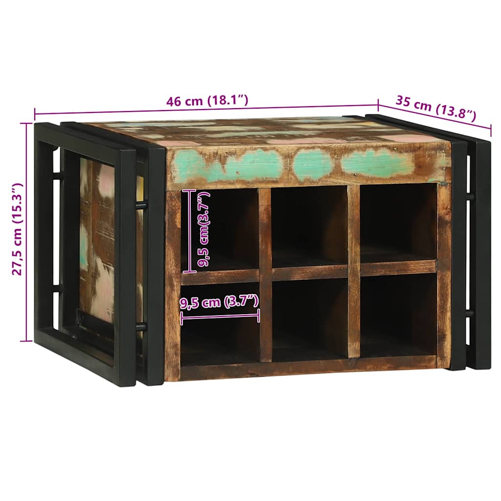 Weinregal Mehrfarbig 46 x 35 x 27,5 cm Massivholz Altholz