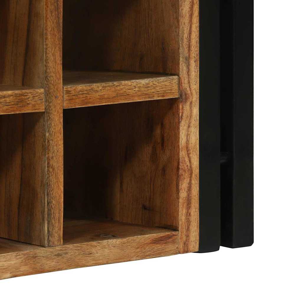 Weinregal Braun und Schwarz 46 x 35 x 27,5 cm Massivholz Akazie