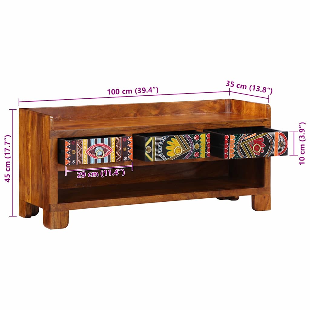 Schuhbank Honigbraun 100 x 35 x 45 cm Massivholz Akazie