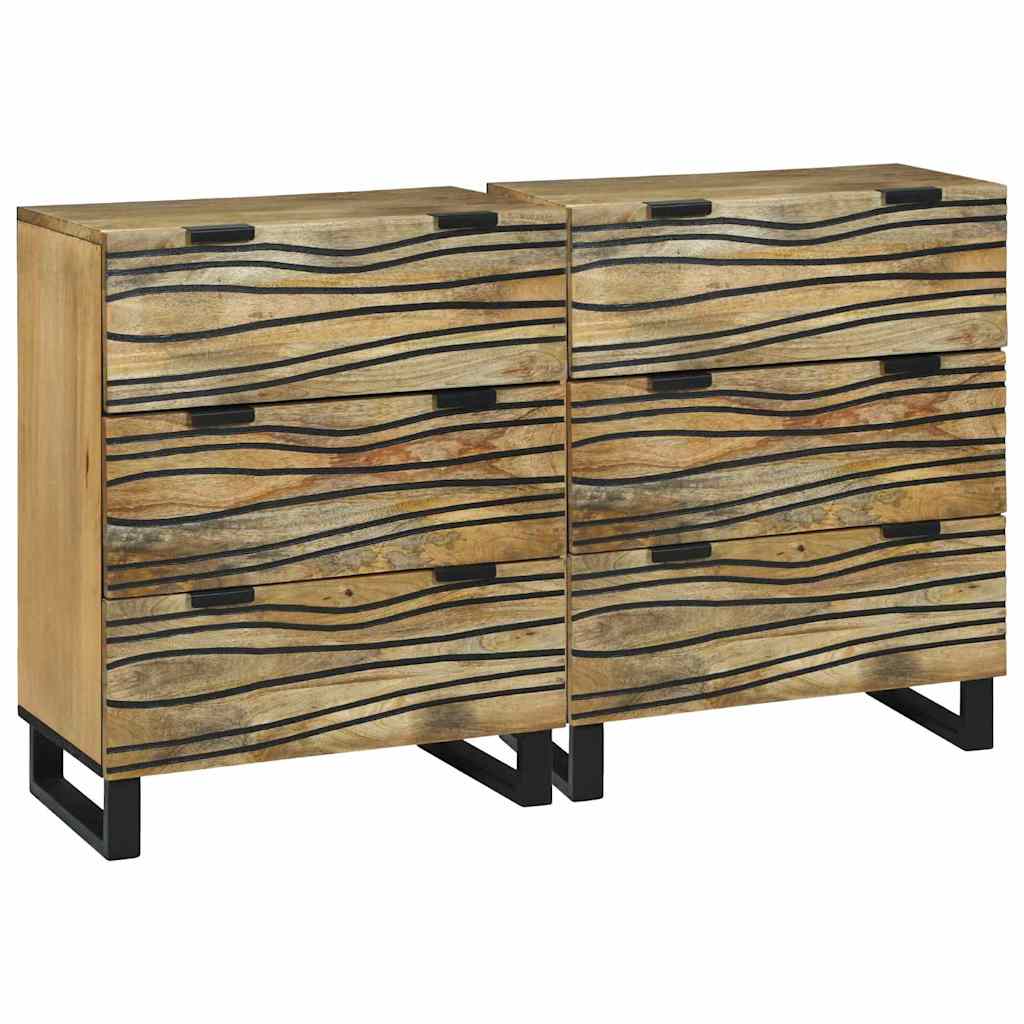 Sideboards 2 pcs Braun 60 x 33.5 x 75 cm massives Mangoholz