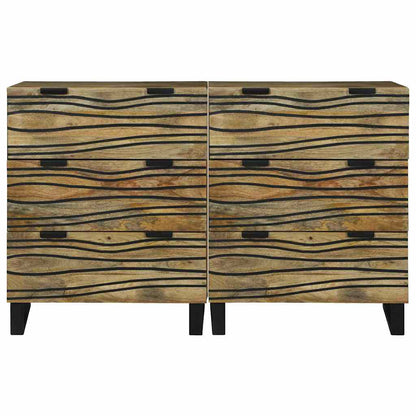 Sideboards 2 pcs Braun 60 x 33.5 x 75 cm massives Mangoholz