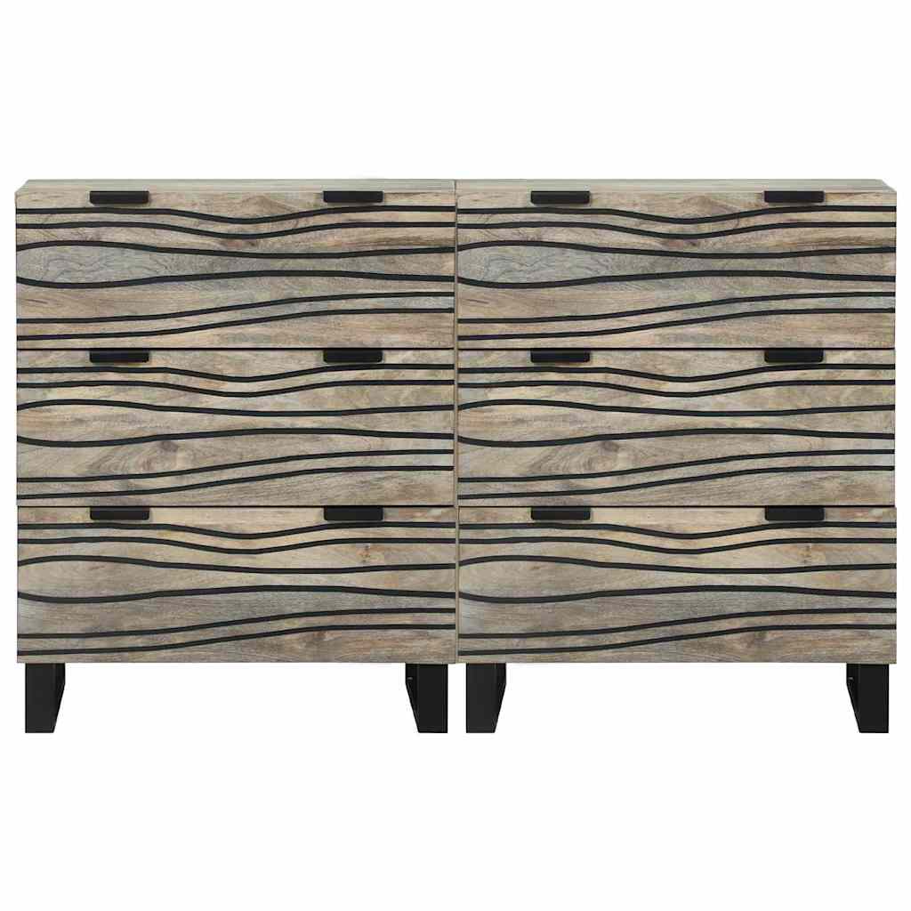 Sideboards 2 pcs Weiß 60 x 33.5 x 75 cm massives Mangoholz