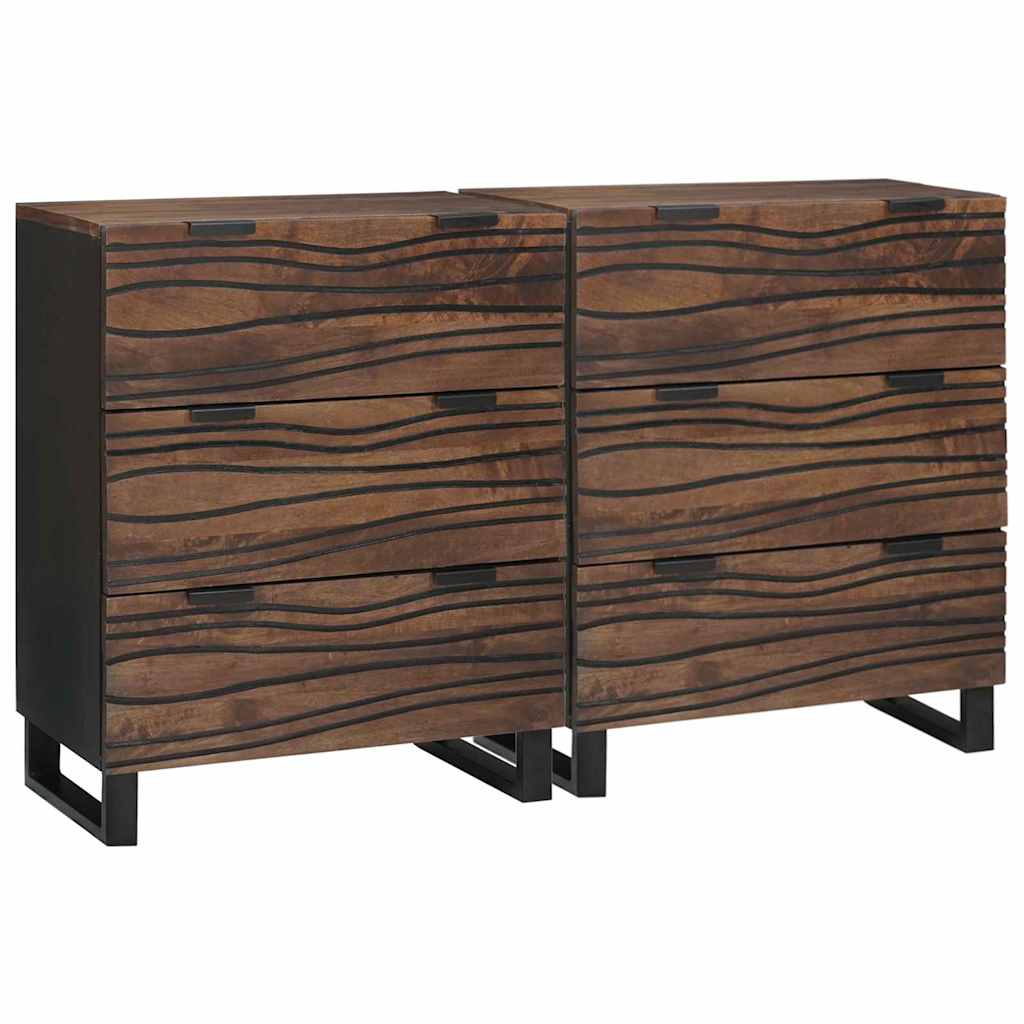 Sideboards 2 pcs Braun 60 x 33.5 x 75 cm massives Mangoholz