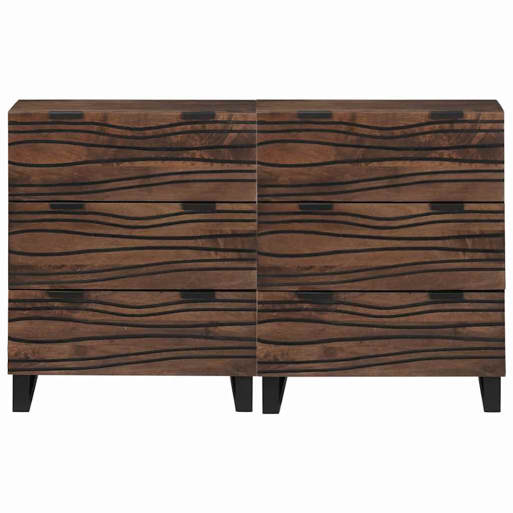 Sideboards 2 pcs Braun 60 x 33.5 x 75 cm massives Mangoholz