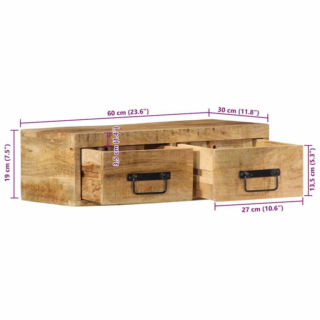 TV-Wandschrank 60x30x19 cm Raues Mangoholz
