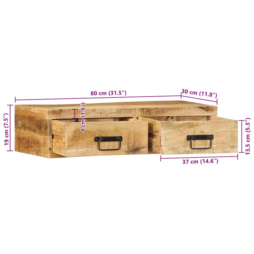 TV-Wandschrank 80x30x19 cm Raues Mangoholz