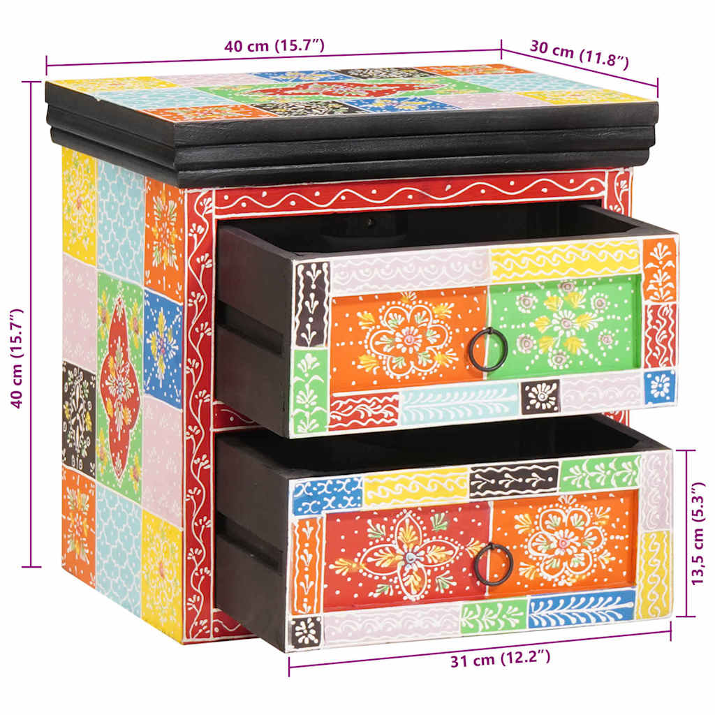 Nachttisch Mehrfarbig 40 x 30 x 40 cm Massivholz Mango