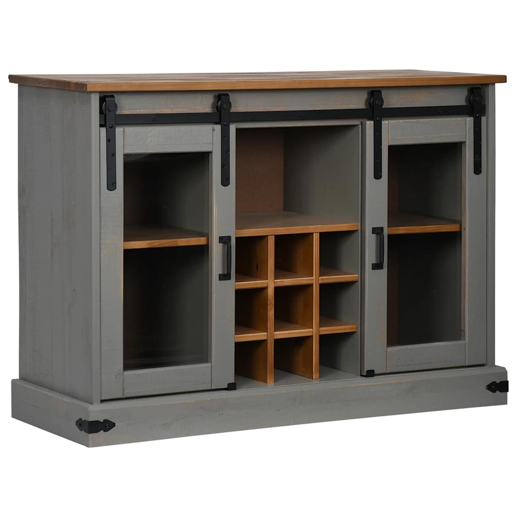 Sideboard HALDEN 2 Schiebetüren Grau 112x40x80 cm Massivholz